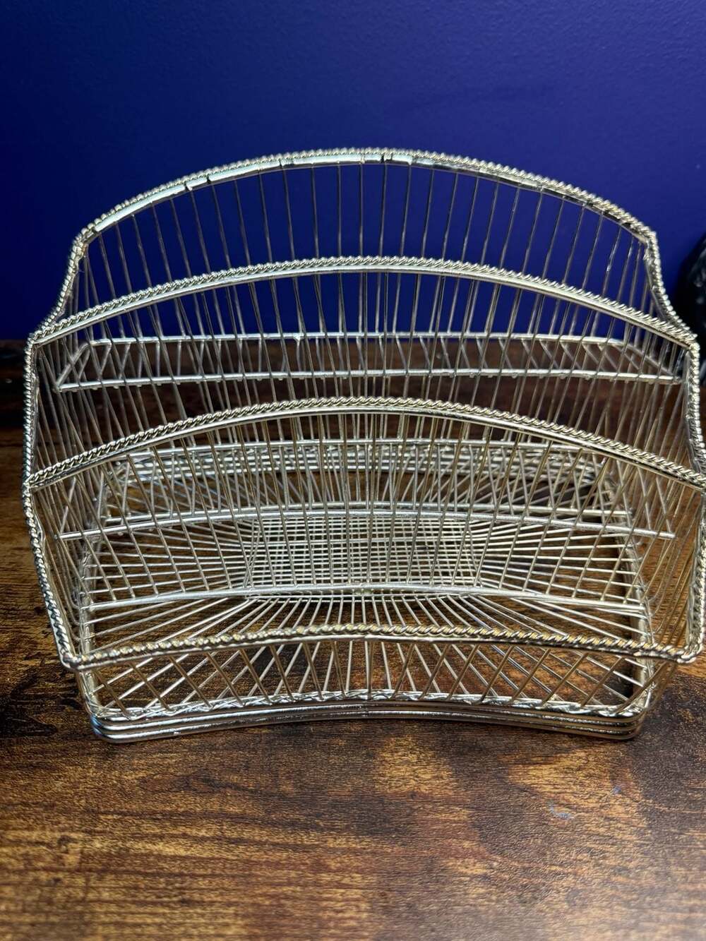 Gold Tone 3-Tier Wire Desktop Mail Organizer and Vanity Stand